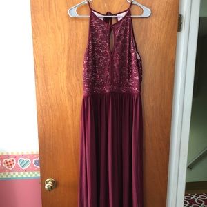 Lace Keyhole Halter Prom Dress
